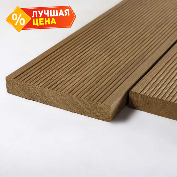Планкен прямой 20x120x5000 мм Экстра термо-лиственница Коричневый